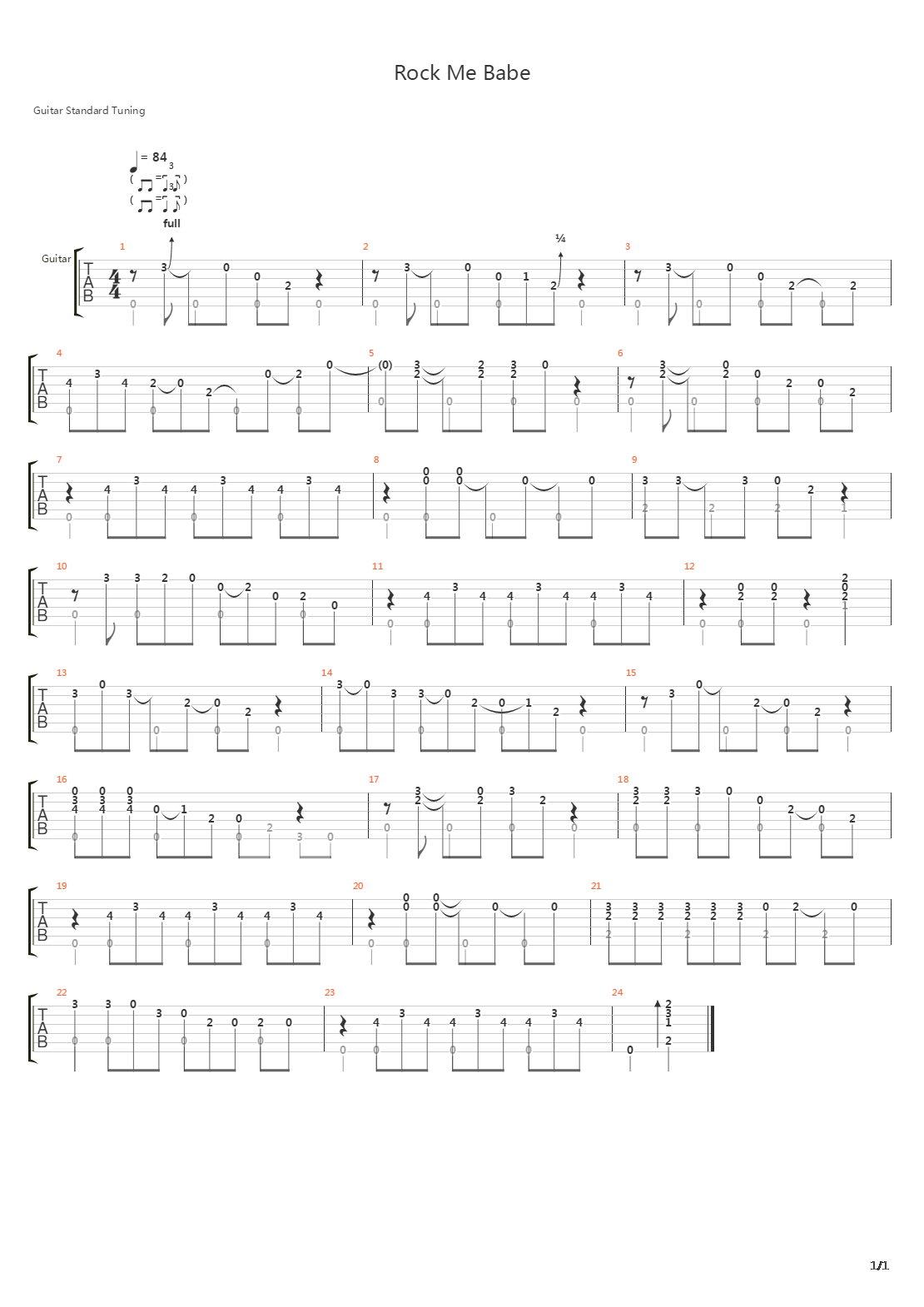 Rock Me Babe吉他谱