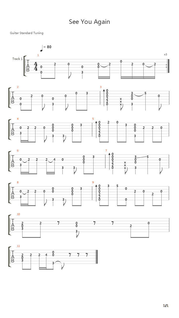 See you again吉他谱