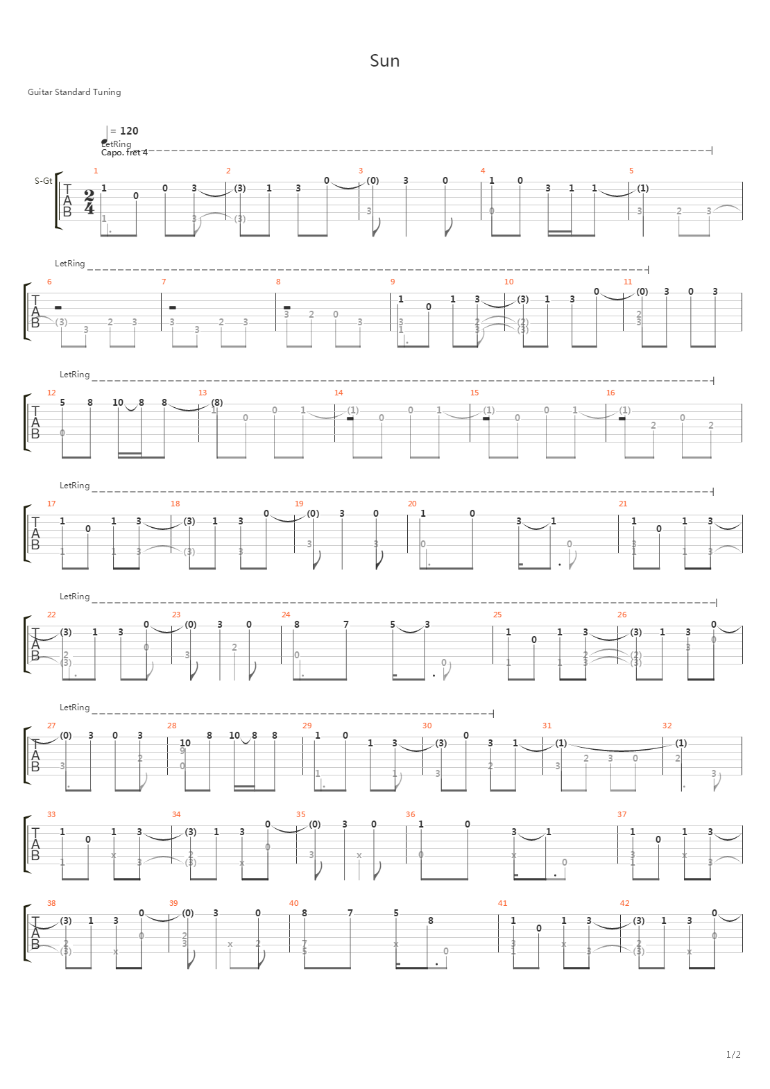 Sun吉他谱
