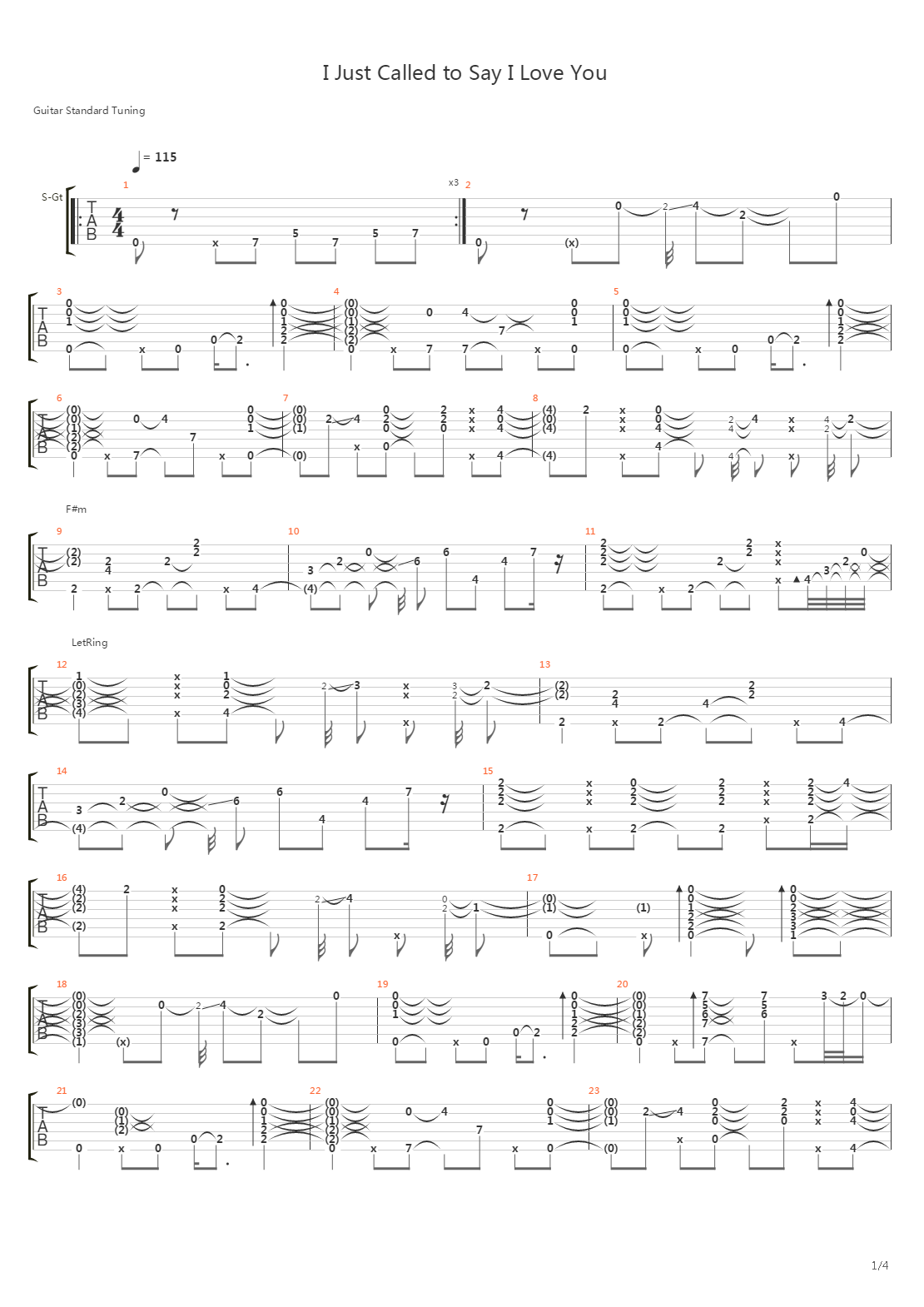 I Just Called to Say I Love You吉他谱