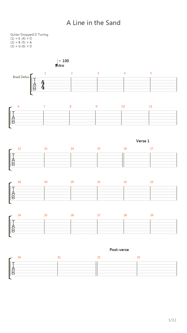 A Line In The Sand吉他谱