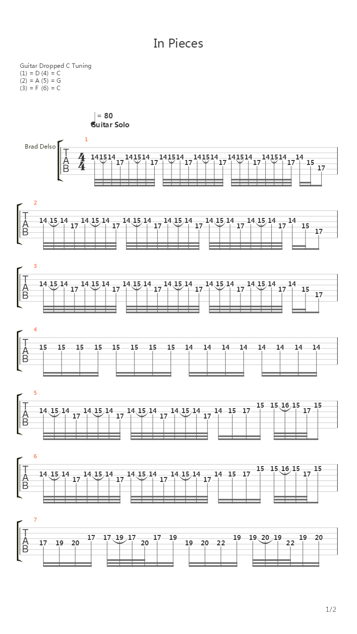 In Pieces吉他谱