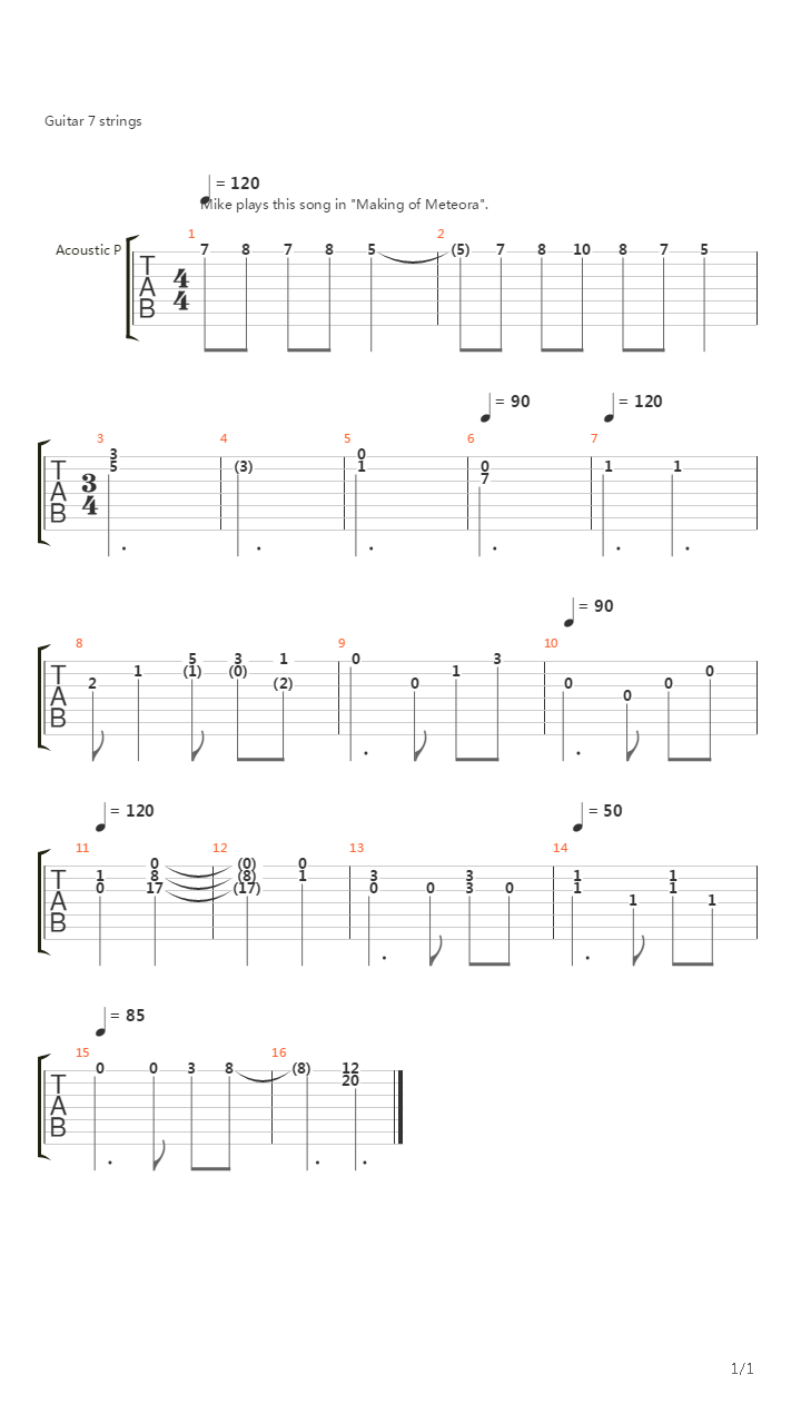 Meteora Piano Demo吉他谱