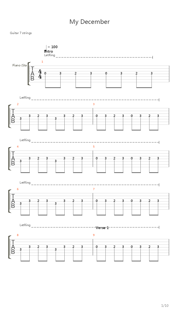 My December吉他谱