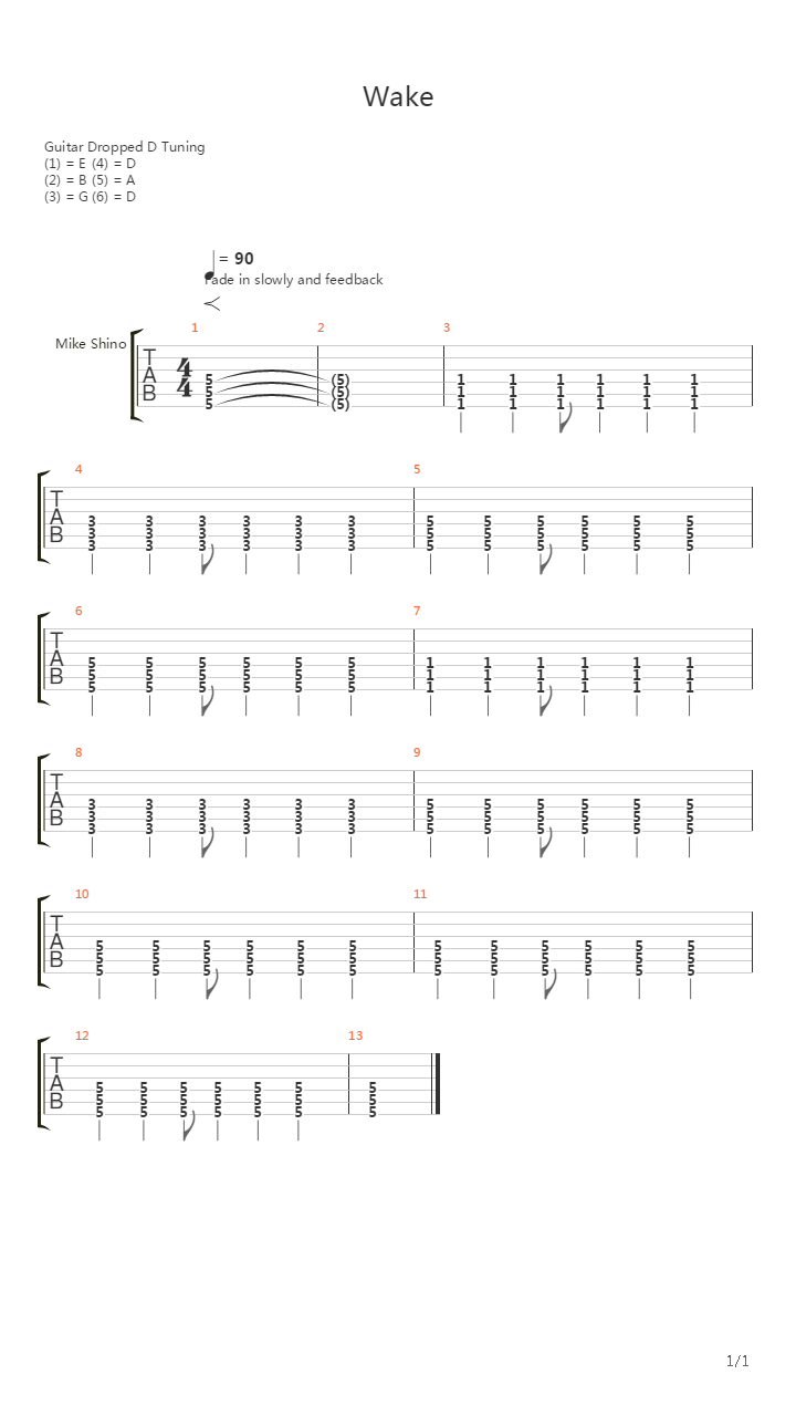 Wake吉他谱