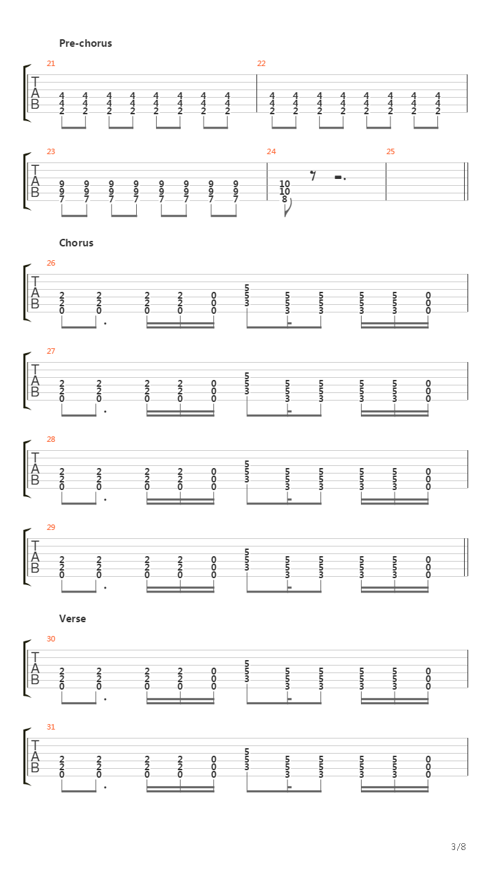 War吉他谱