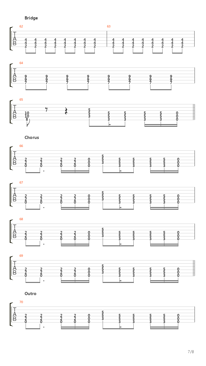 War吉他谱