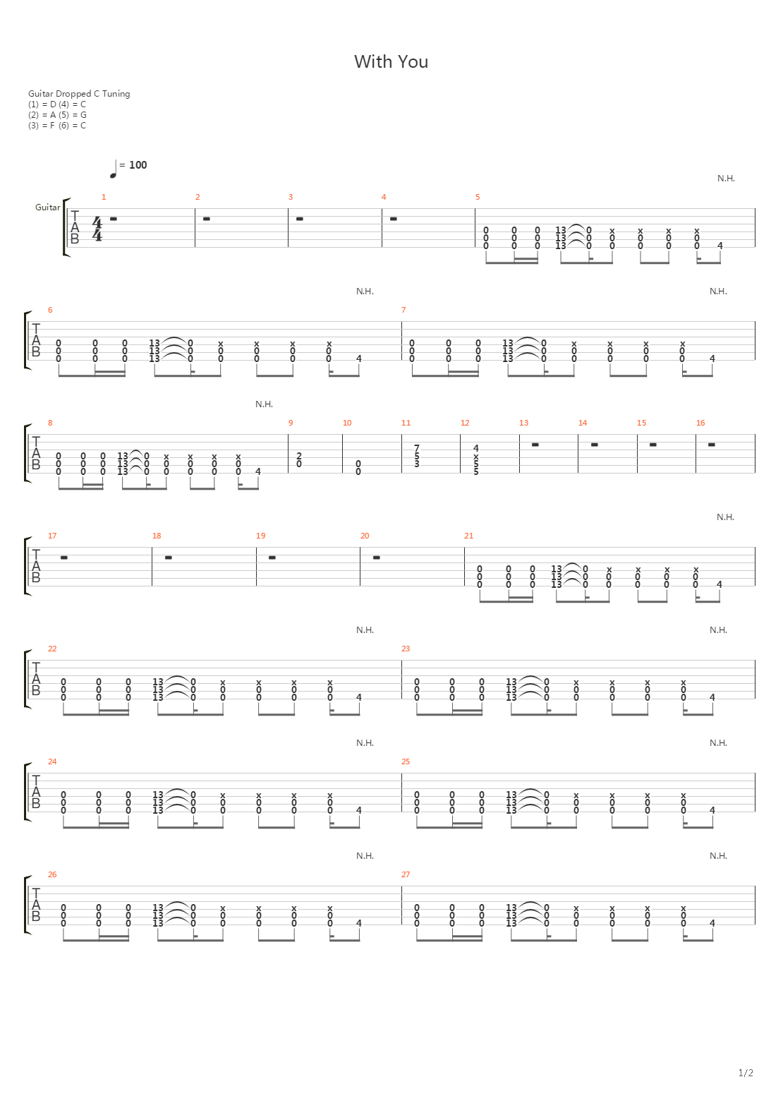 With You Gutarr吉他谱