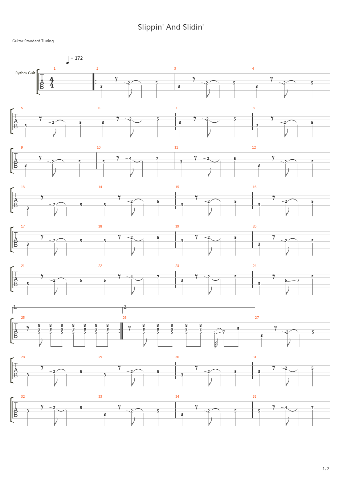 Slippin' And Slidin'吉他谱