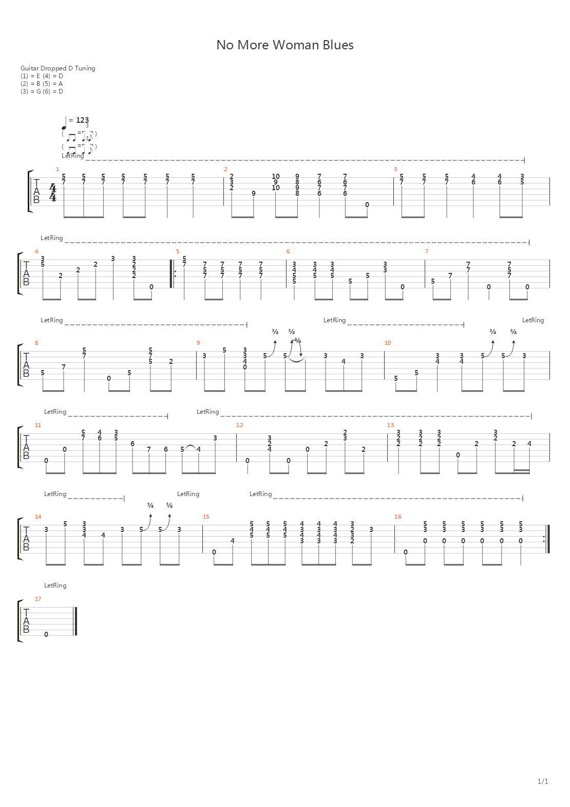 No More Woman Blues吉他谱