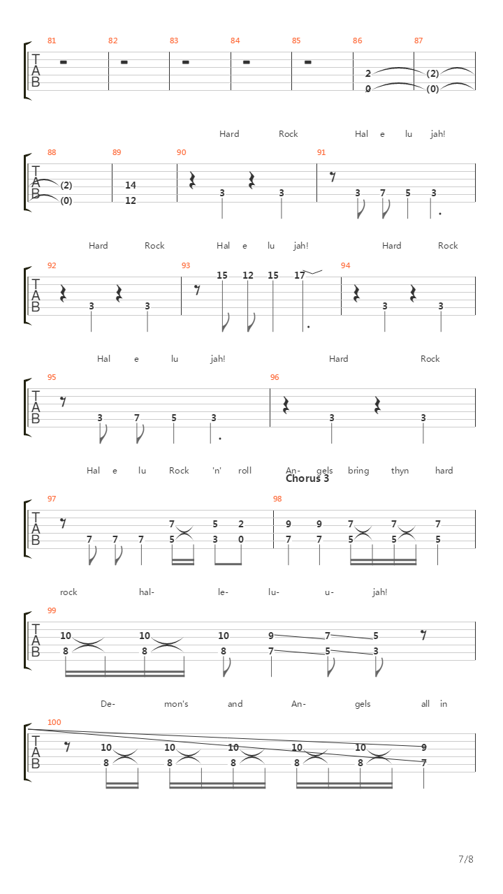 Hard Rock Hallelujah吉他谱