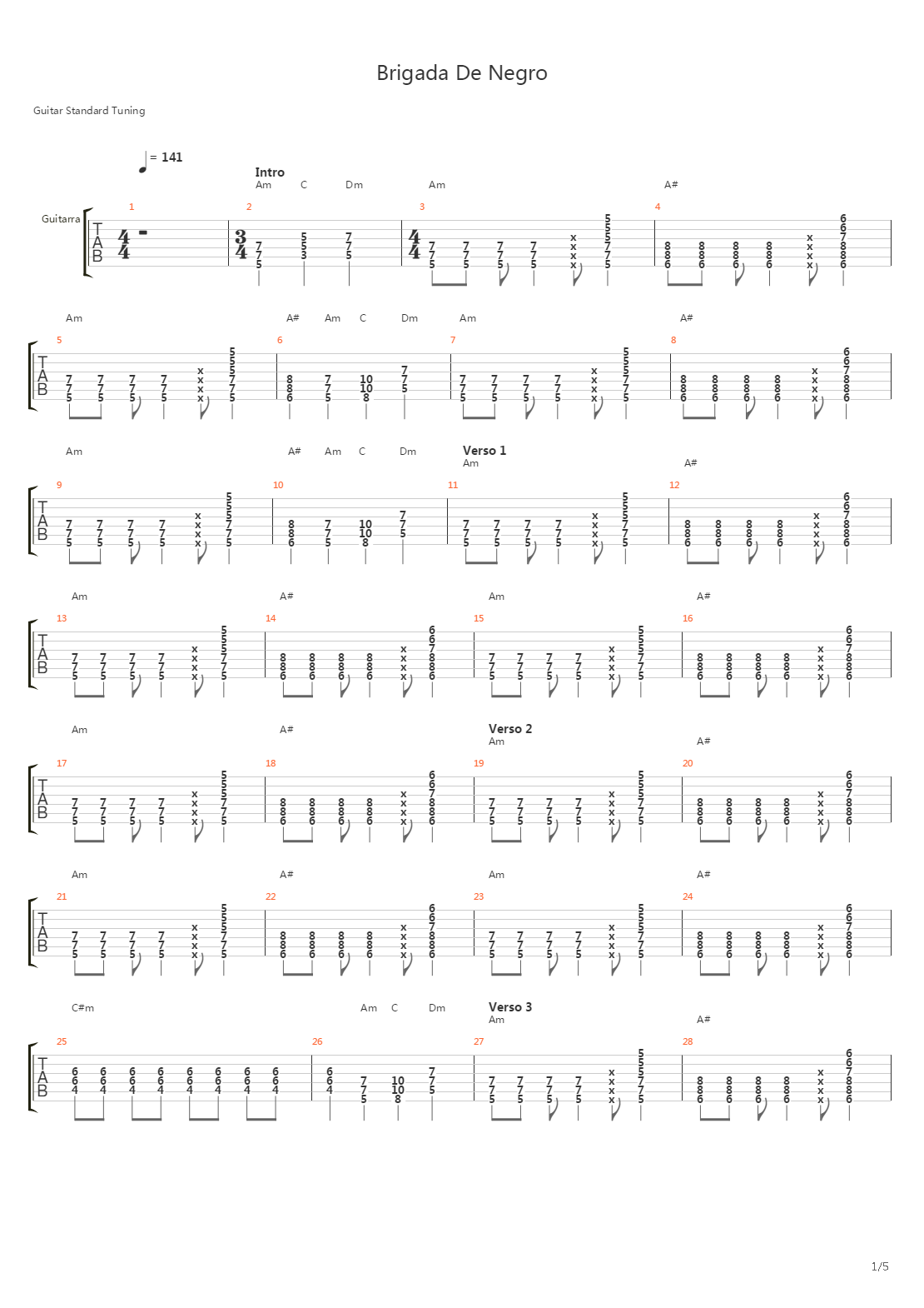 Brigada De Negro吉他谱