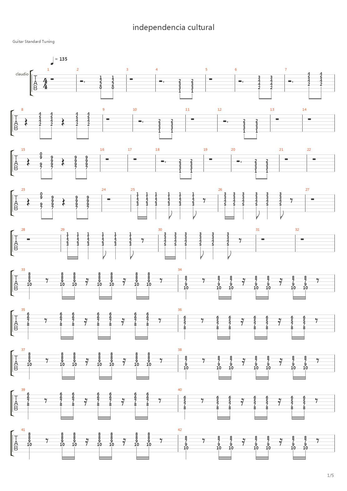 Independencia Cultural吉他谱