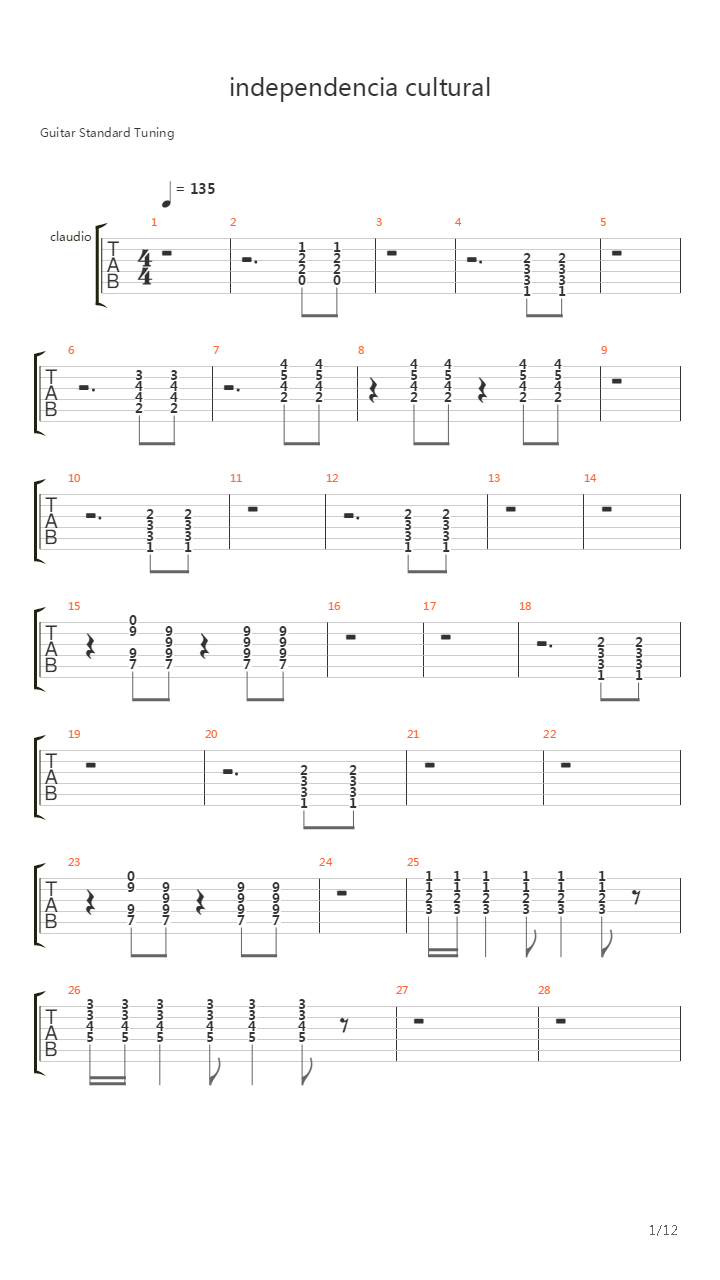 Independencia Cultural吉他谱
