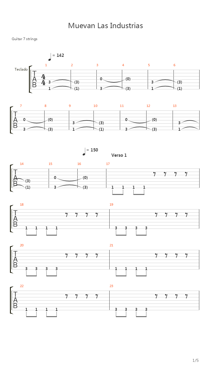 Muevan Las Industrias吉他谱