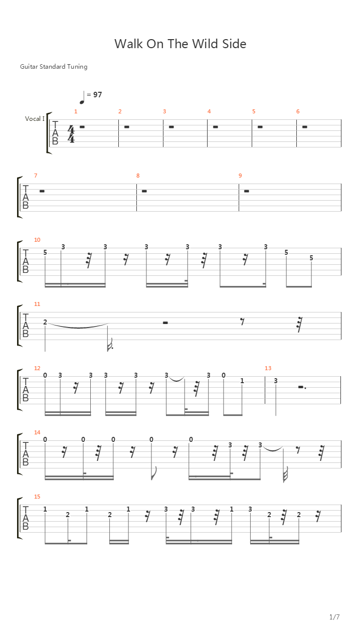Walk On The Wild Side吉他谱