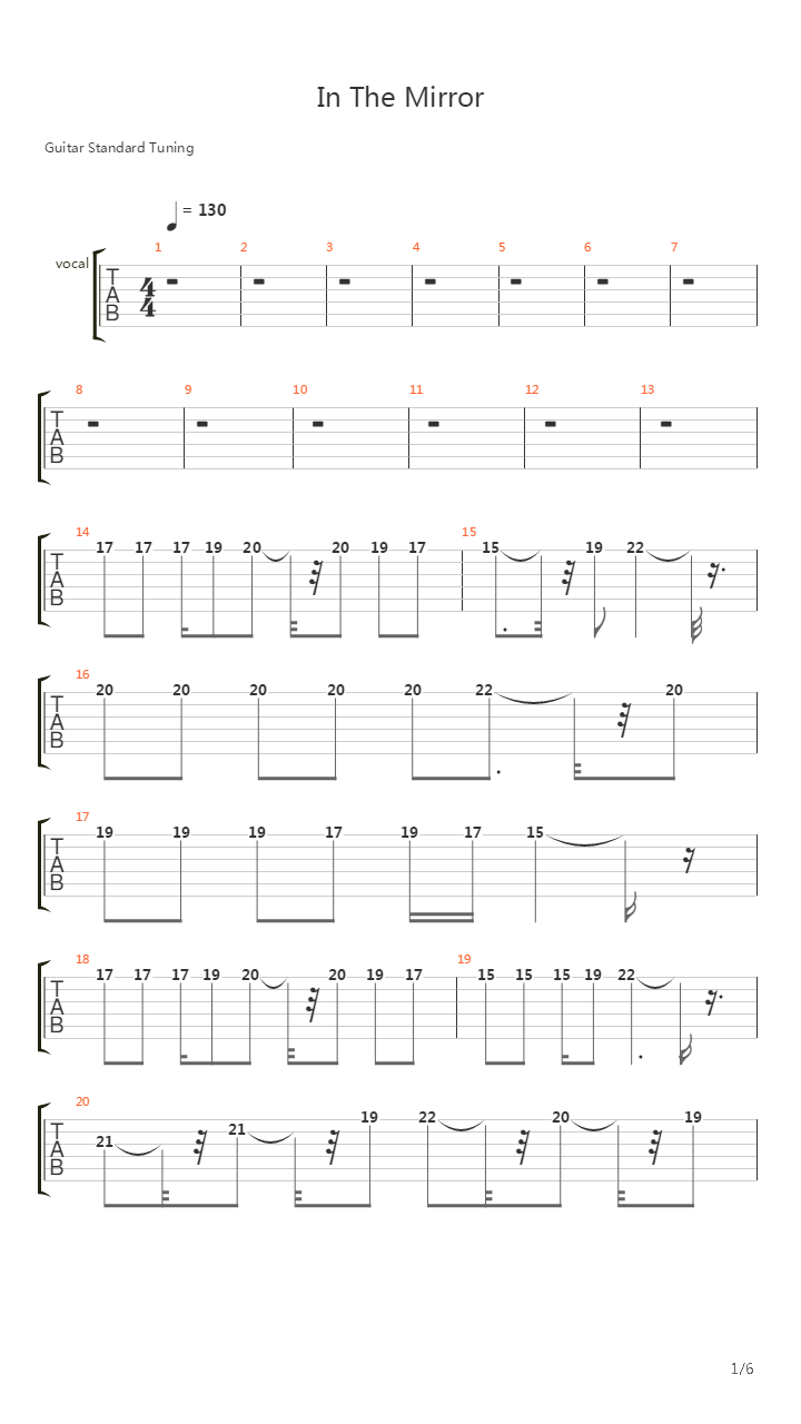In The Mirror吉他谱