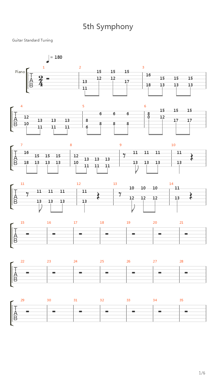 5th Symphony Solo吉他谱