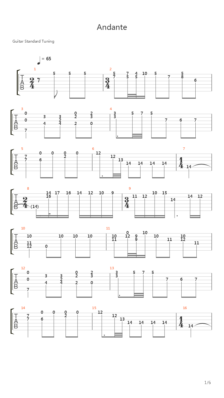 Andante吉他谱