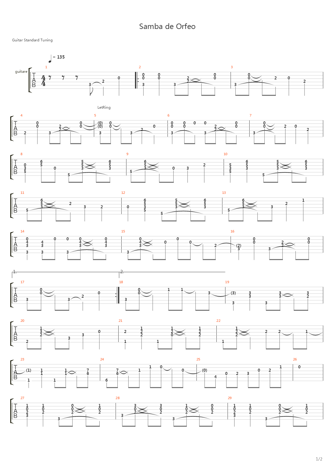 Samba De Orfeo吉他谱