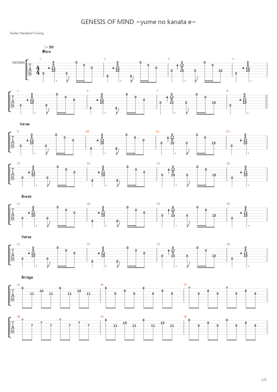 Genesis Of Mind Yume No Kanata E吉他谱
