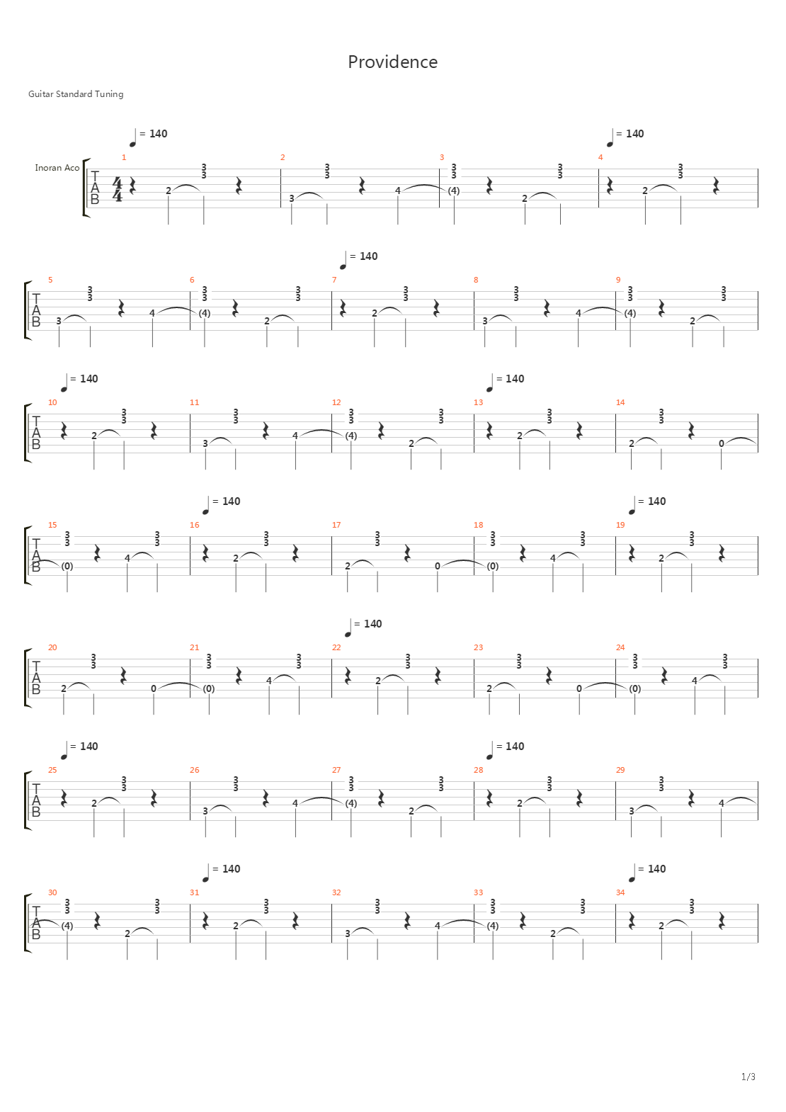 Providence吉他谱