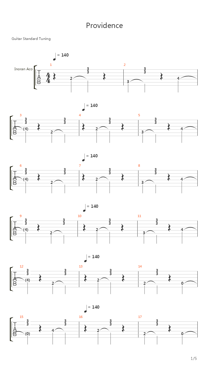 Providence吉他谱