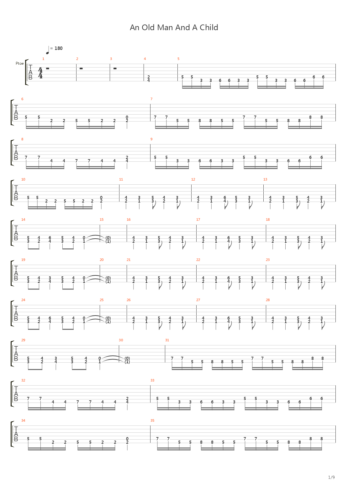 An Old Man And A Child吉他谱