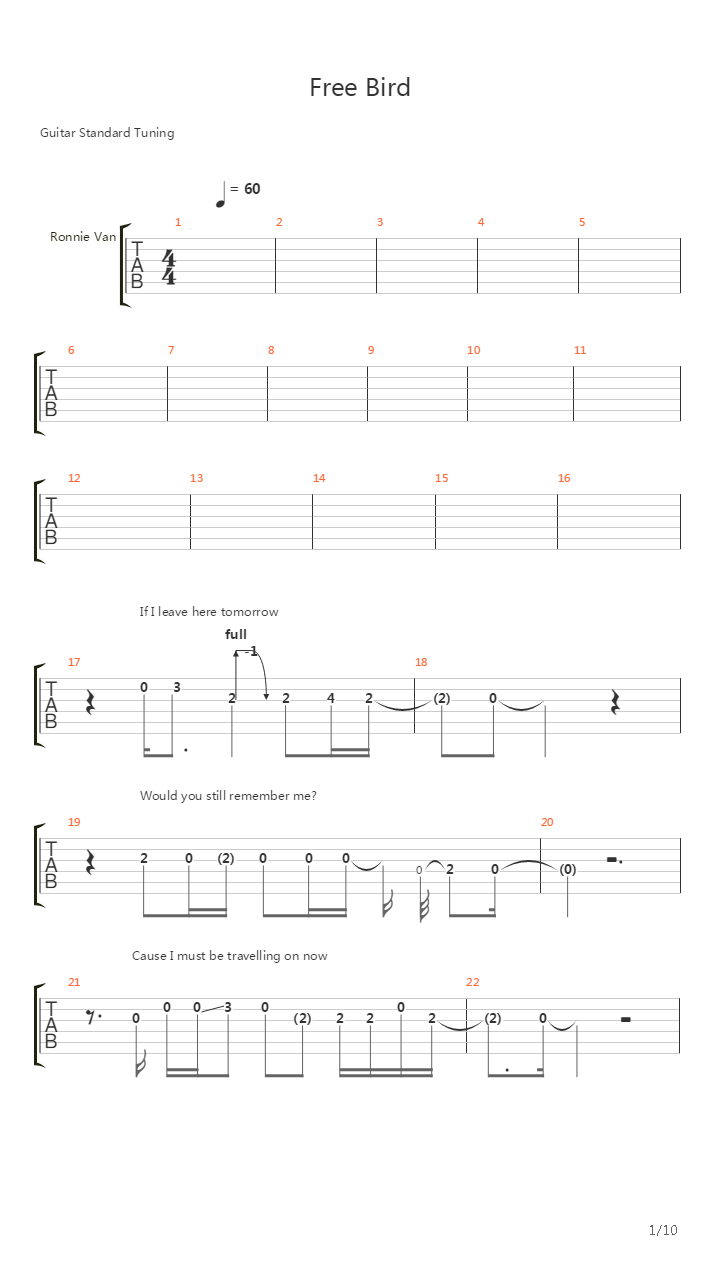 Free Bird吉他谱