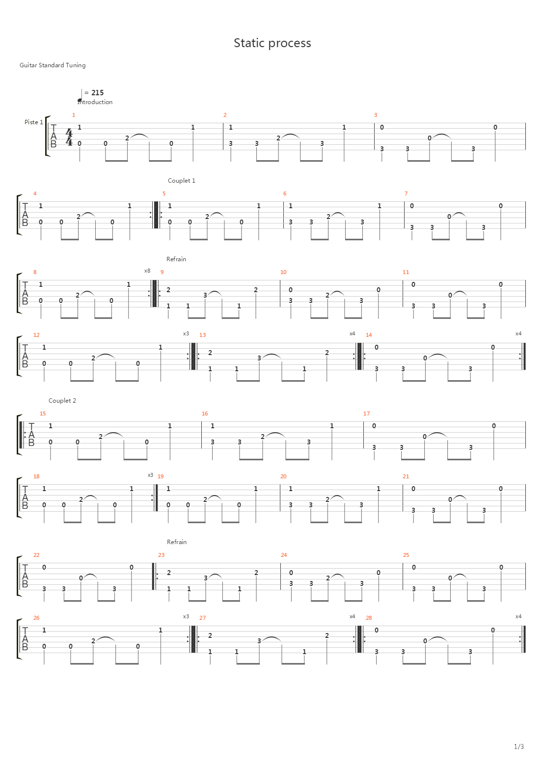 X-Static Process吉他谱