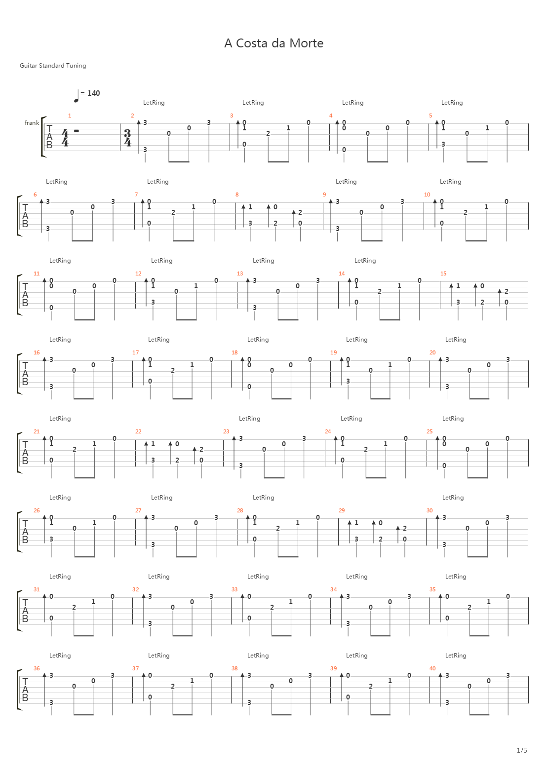 A Costa Da Morte吉他谱
