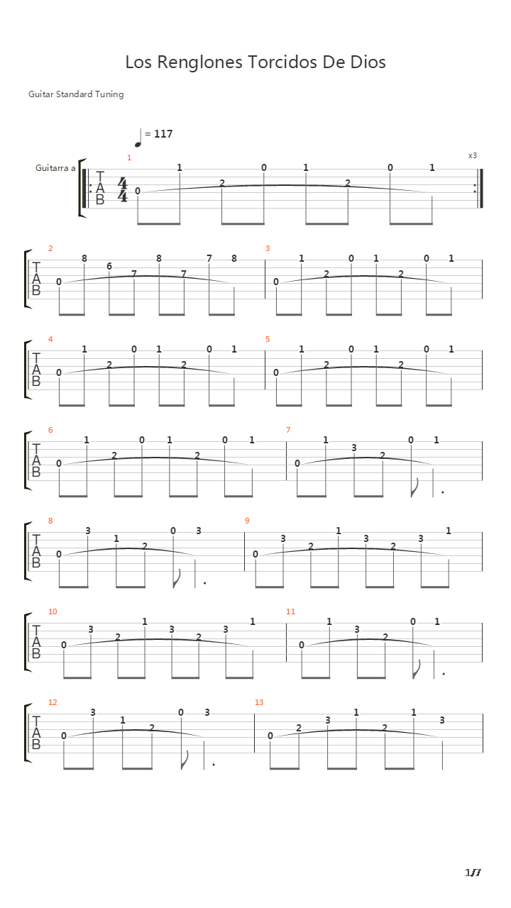 Los Renglones Torcidos De Dios吉他谱