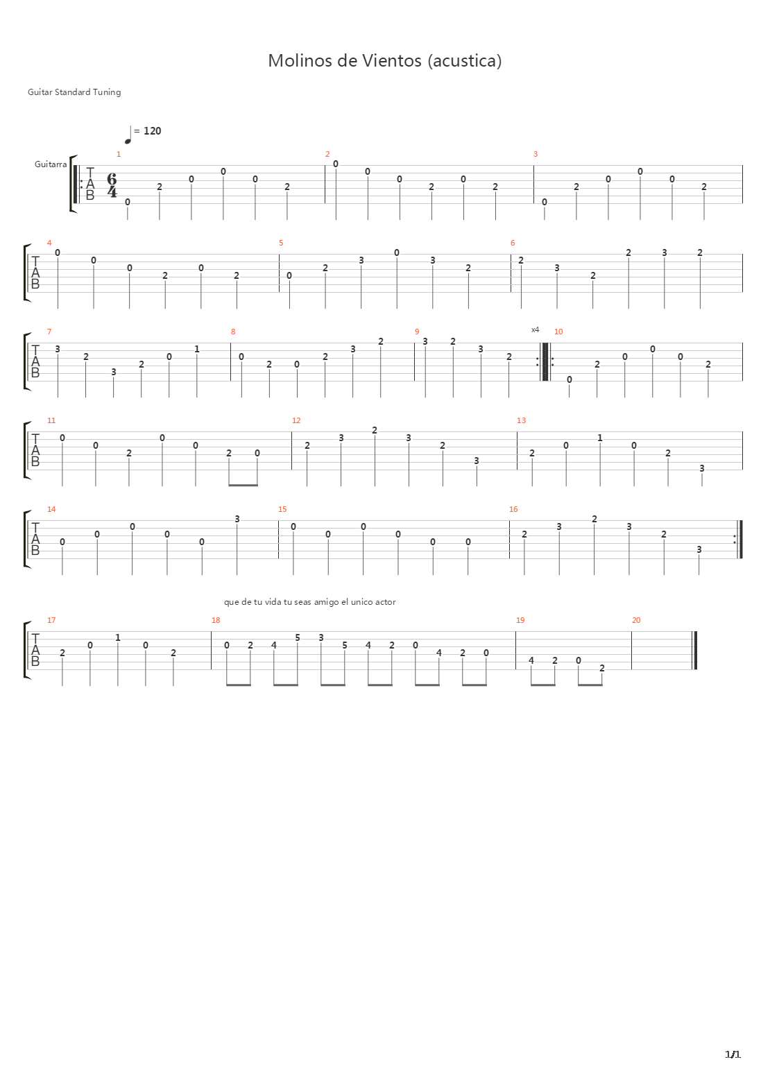 Molinos De Viento (Acustica)吉他谱