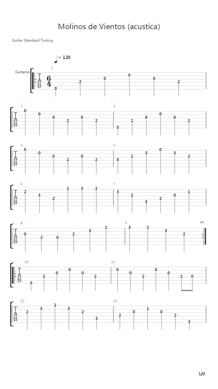 Molinos De Viento (Acustica)吉他谱