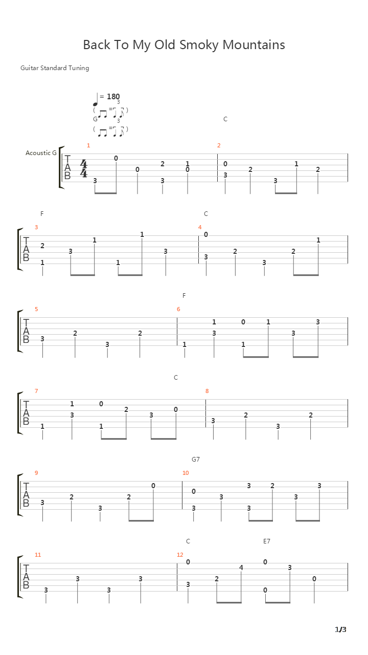 Back To My Old Smocky Mountains吉他谱