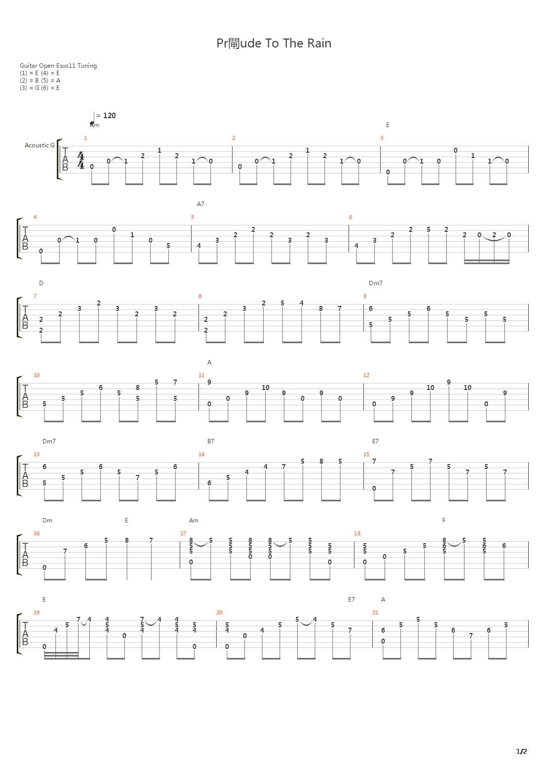 Prelude To The Rain吉他谱