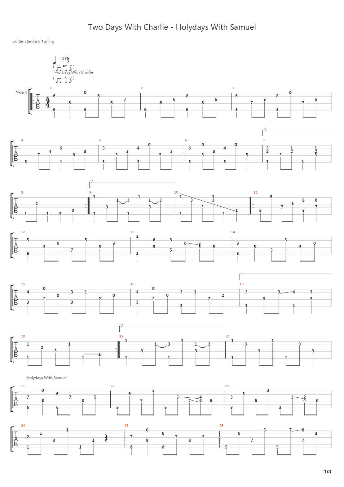 Two Days With Charlie-Holidays With Samuel吉他谱