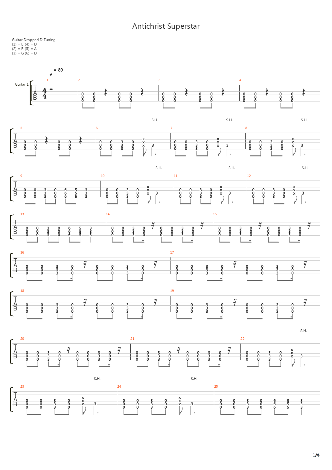 Antichrist Superstar吉他谱