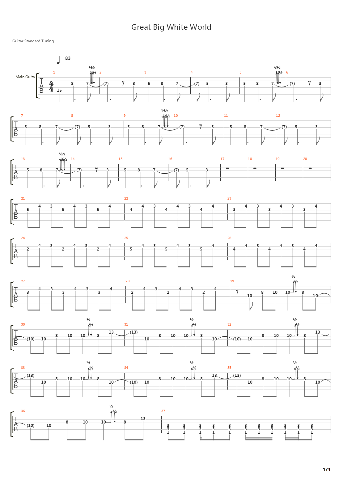 Great Big White World吉他谱