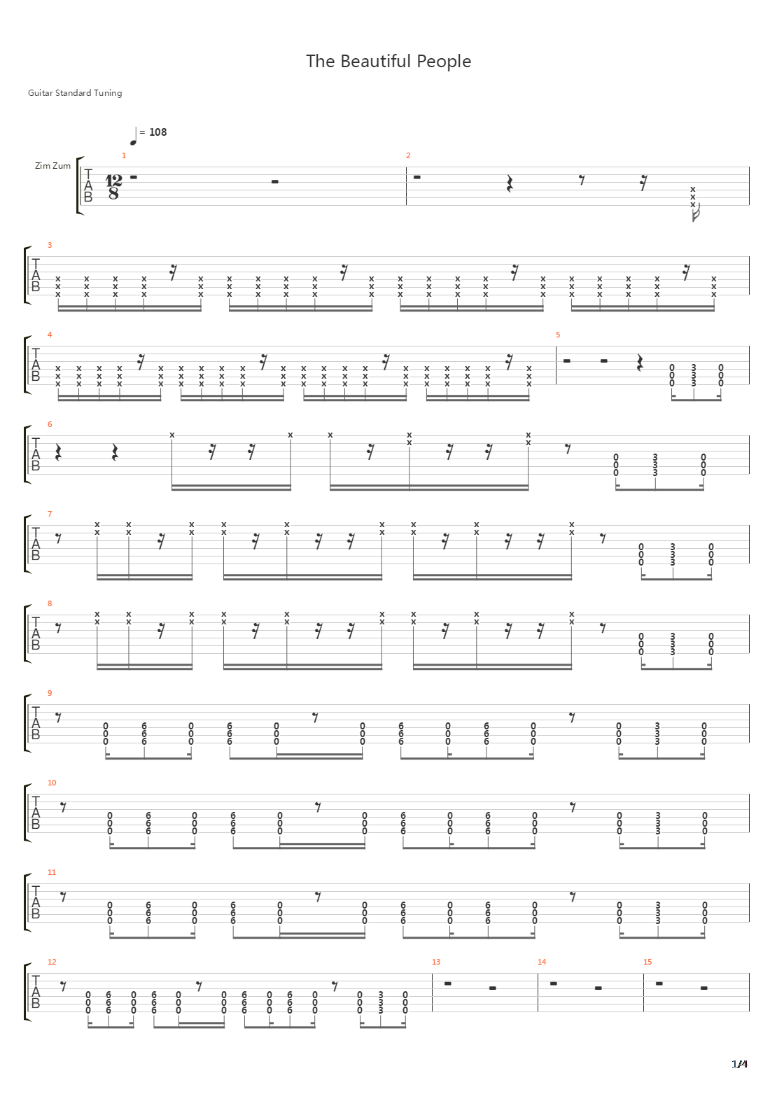 The Beautiful People吉他谱