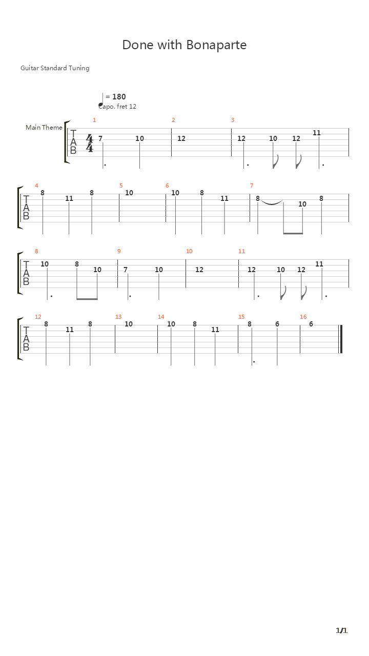 Done With Bonaparte吉他谱