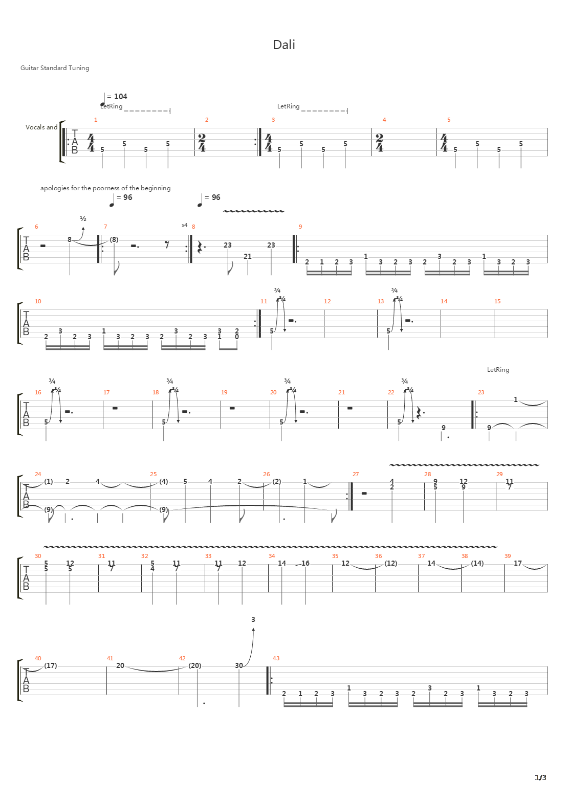 Dali吉他谱