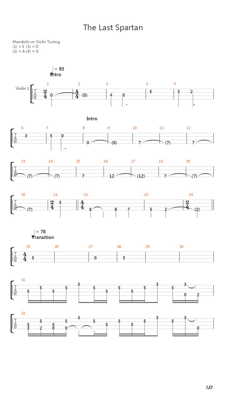 The Last Spartan吉他谱