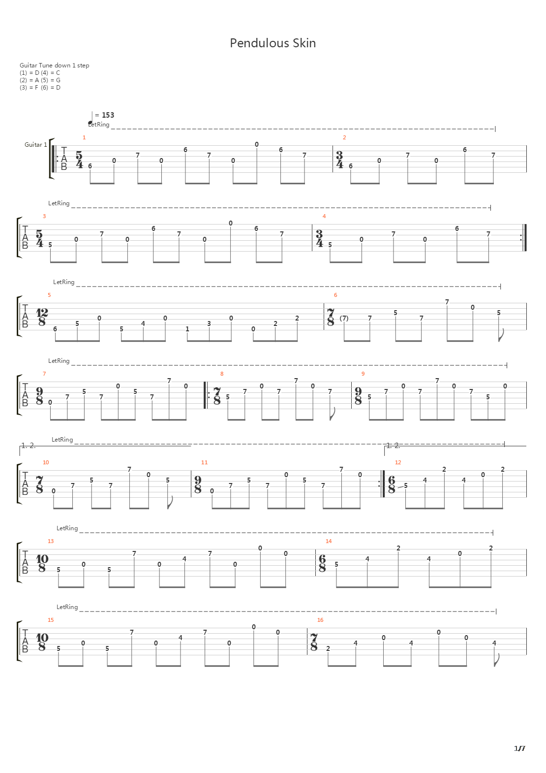 Pendulous Skin吉他谱