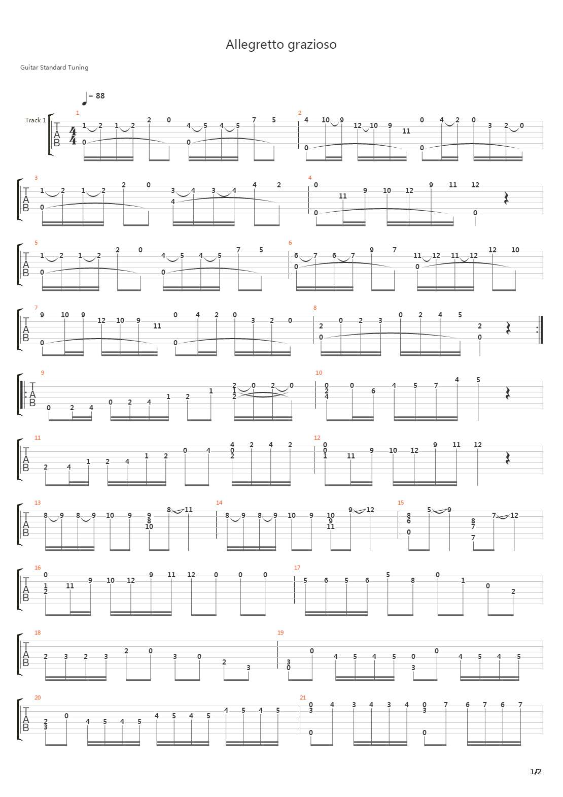 Allegretto Grazioso吉他谱