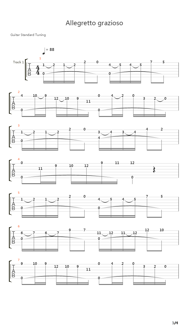 Allegretto Grazioso吉他谱