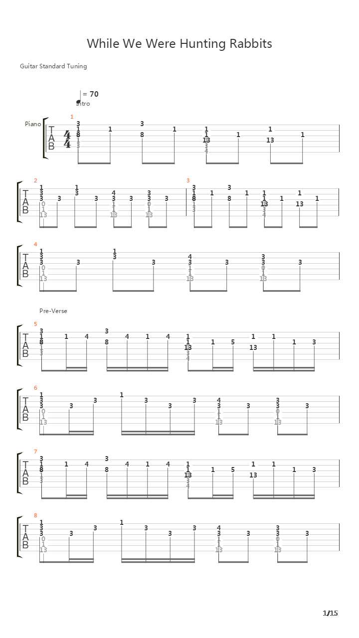 While We Were Hunting Rabbits (Live)吉他谱