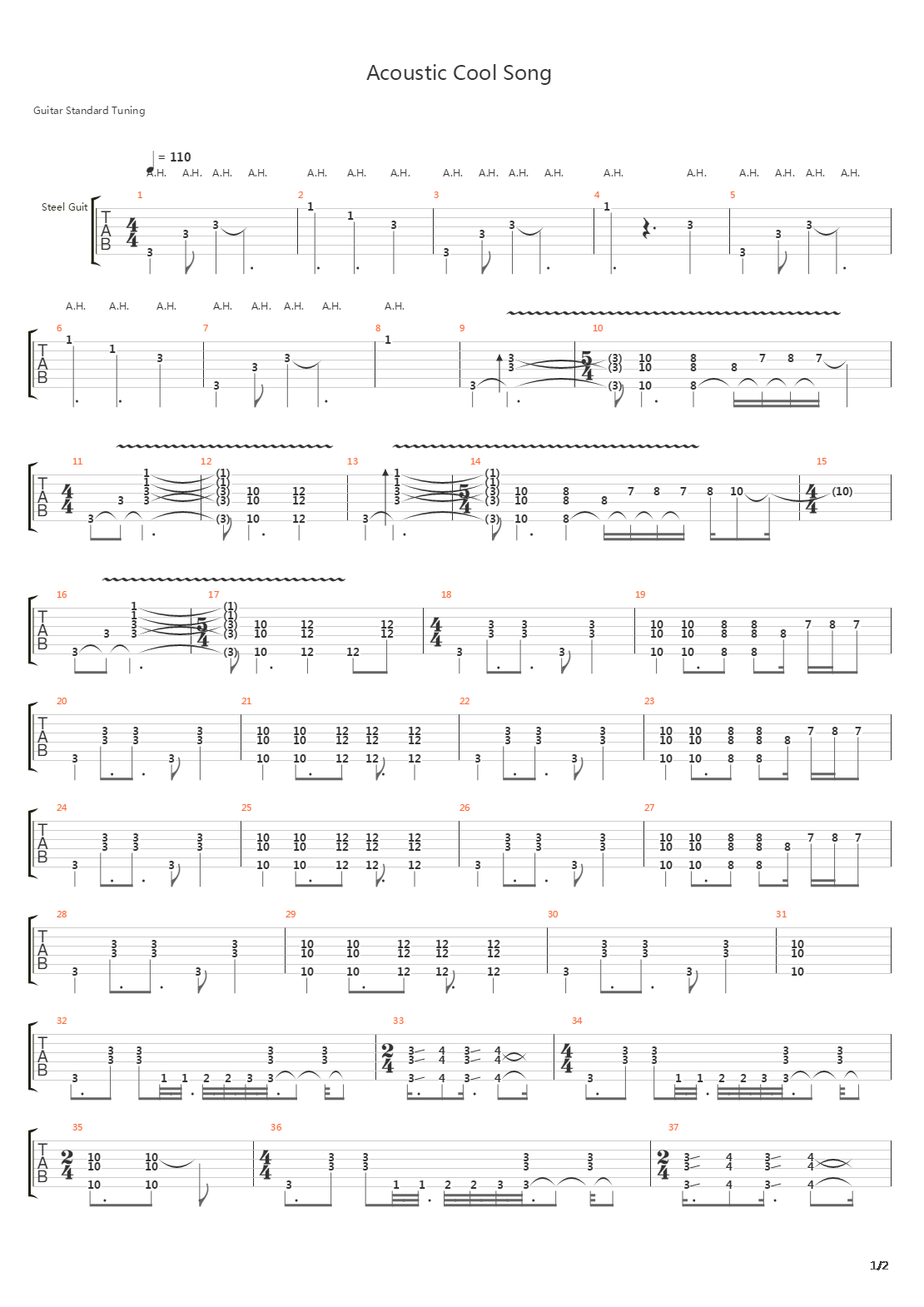 Acoustic Cool Song吉他谱