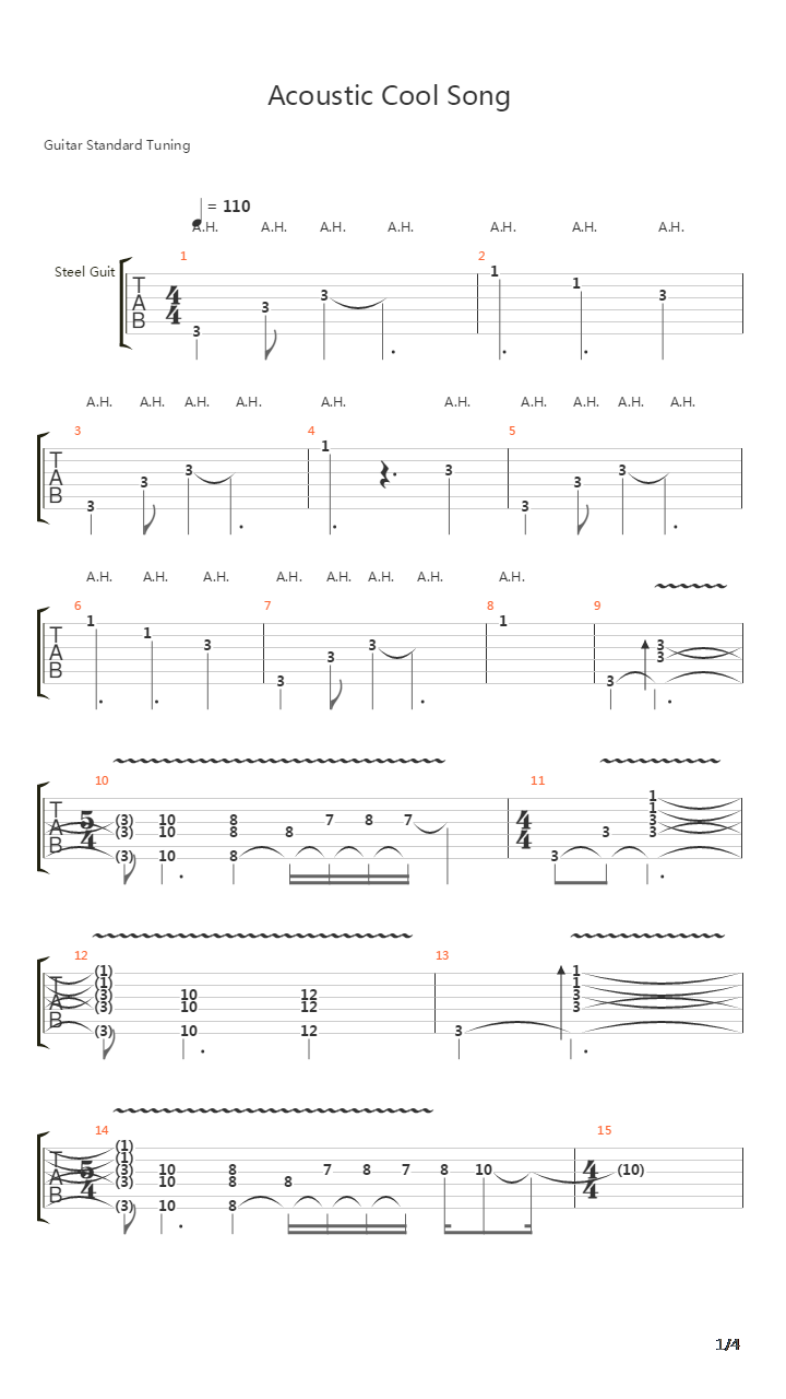 Acoustic Cool Song吉他谱