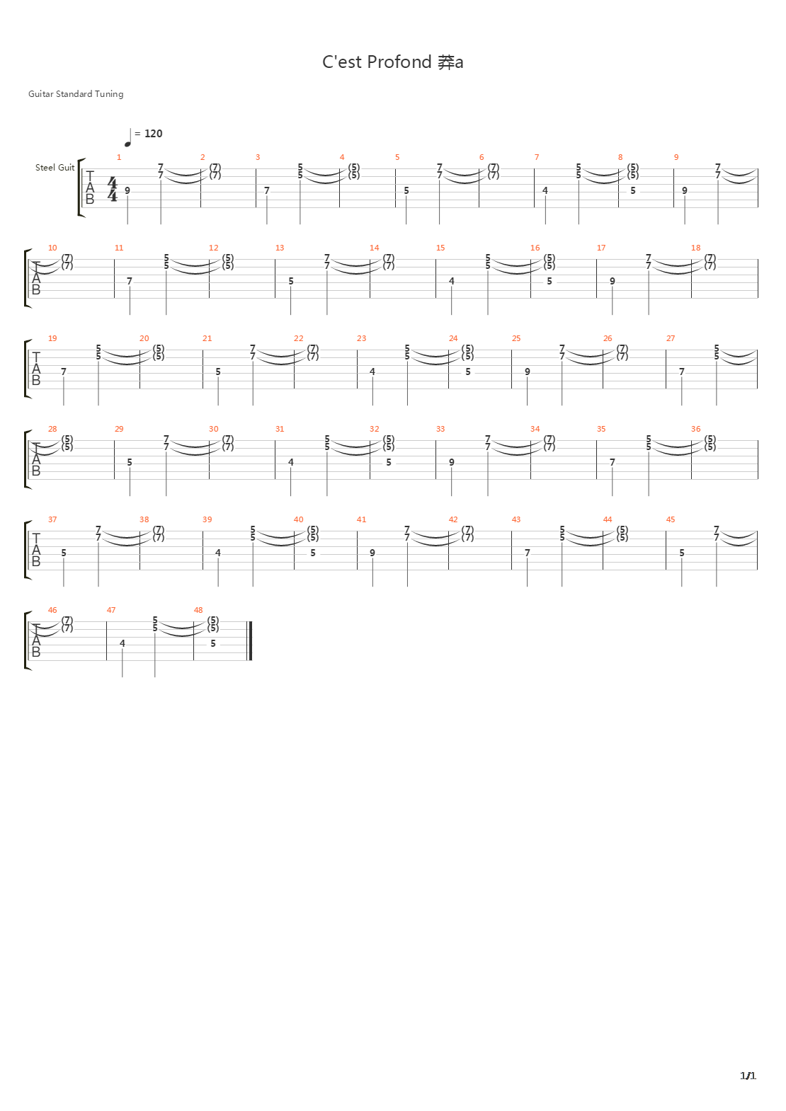 C'est Profond Ça吉他谱